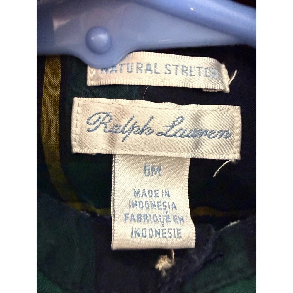 Ralph Lauren Baby Boys Green Plaid Natural Stretch Button Down Shirt 6M